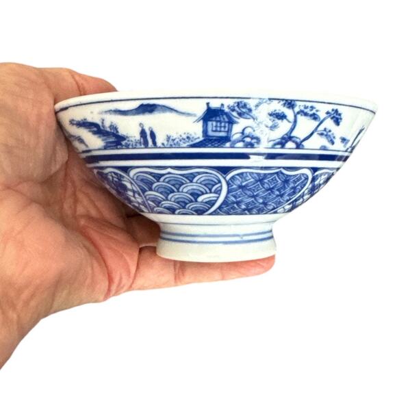 Vintage Blue and White Pier 1 Rice Bowls Set of 2 Asian Style - Picture 1 of 10